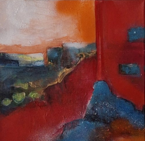 Monde Urbain - 24 - 12/01 - Acrylique et collage  29x29 - Sur châssis