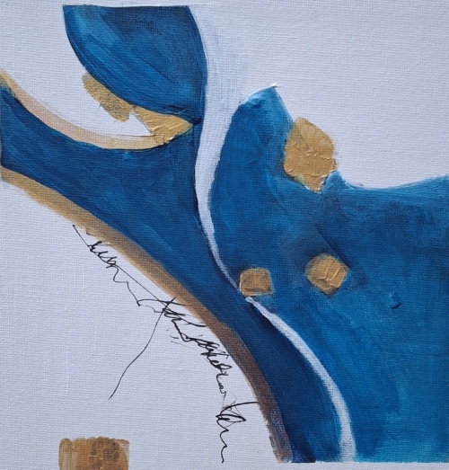 Les petits carrés de Lili -25-03/01 Toile acrylique &amp; encre, encadré bois blanc 25x25