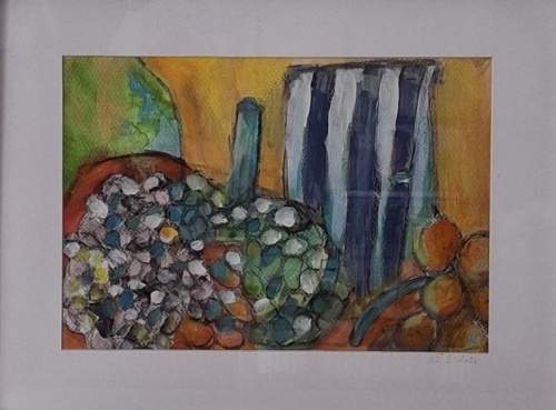 24 - 1208 - Acrylique sur papier sous verre encadrée  40 x30 